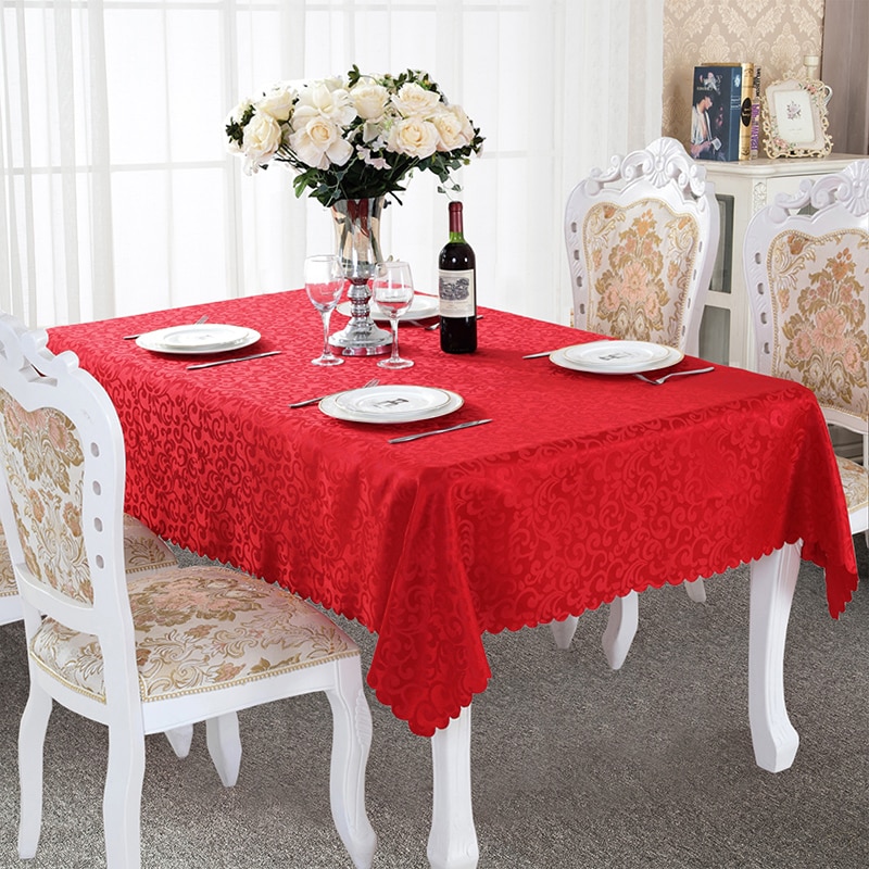 Luksusowy obrus na stół prostokątny biały, złoty, czerwony, fioletowy