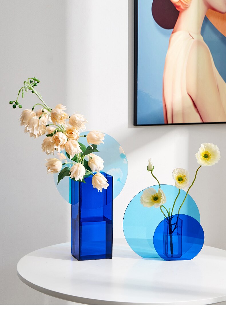 Akrylowy nowoczesny kolorowy wazon na kwiaty