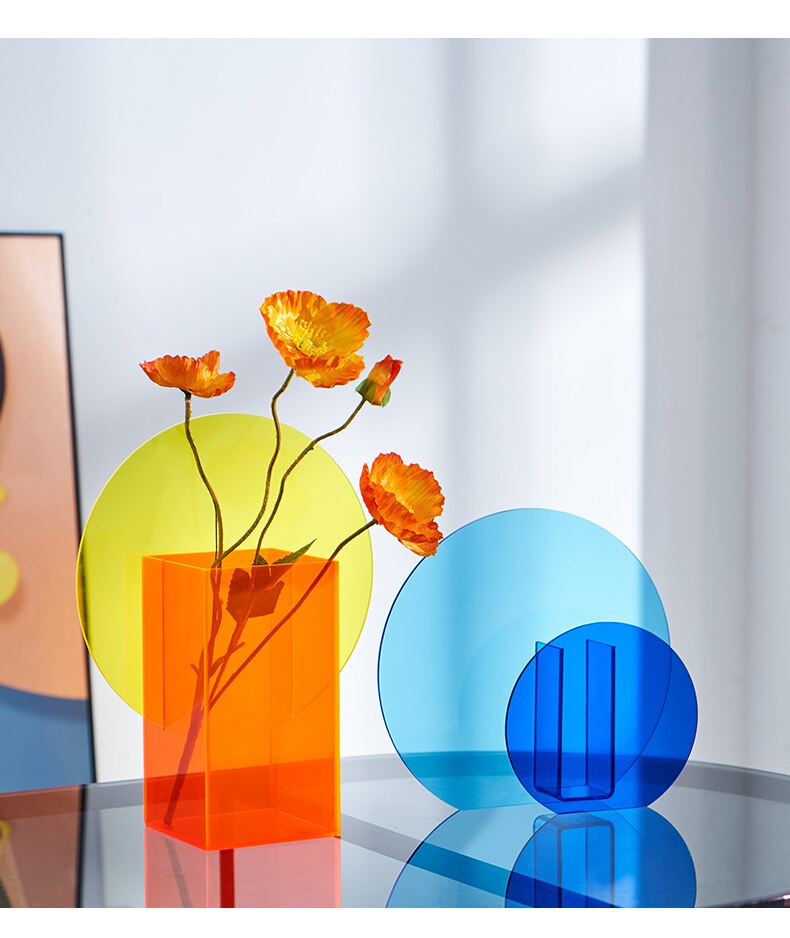 Akrylowy nowoczesny kolorowy wazon na kwiaty
