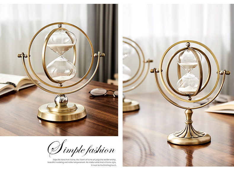 Nordic klepsydra obrotowy piasek klepsydra Vintage Home Decor Globe ozdoby klepsydra klepsydra zegar wystrój salonu prezent