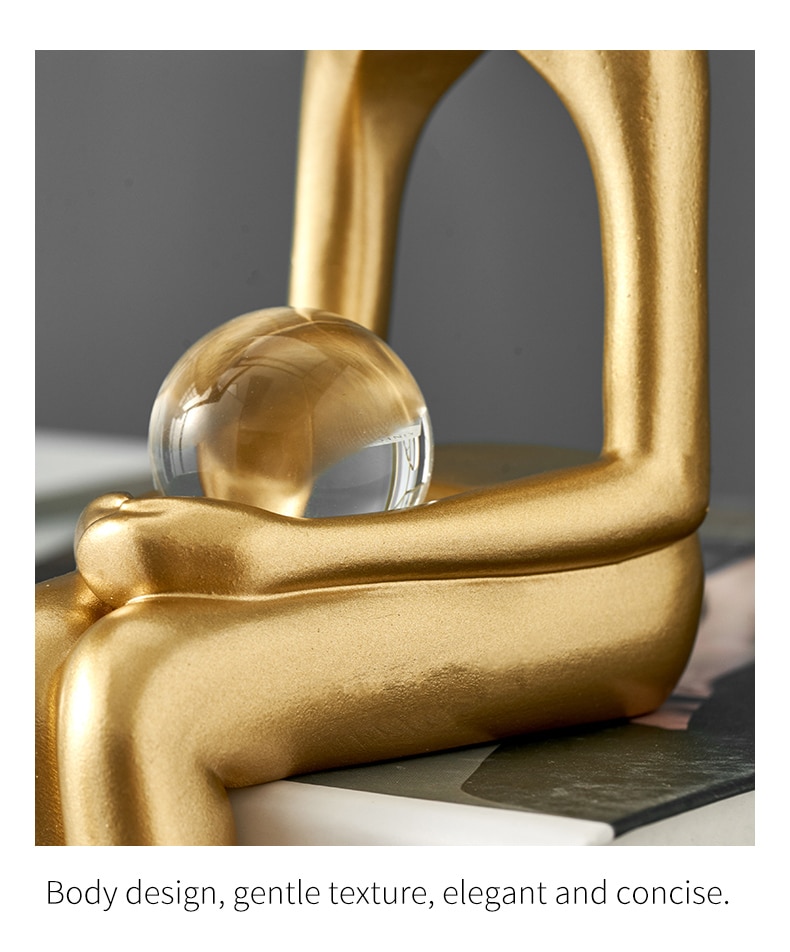 Nowoczesna figurka abstrakcyjna na półkę złota, srebrna lub perłowa