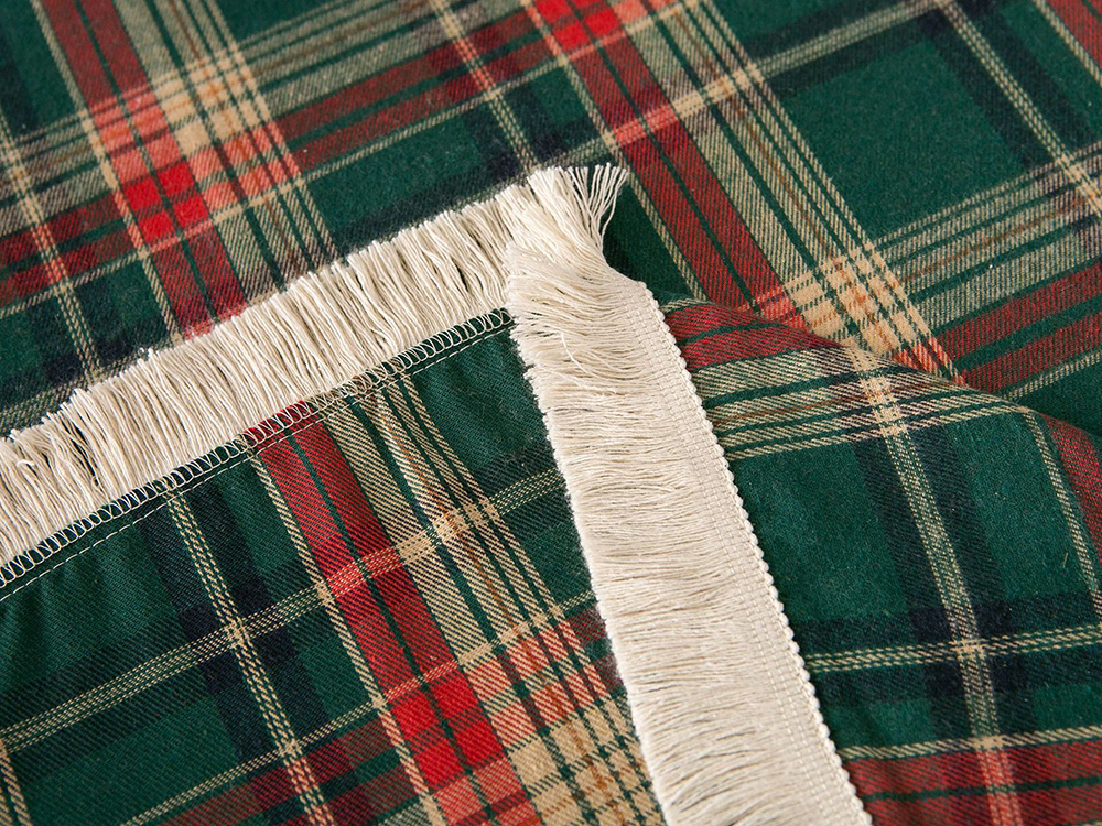 Bawełniany obrus w kratkę z frędzelkami - okrągły lub prostokątny